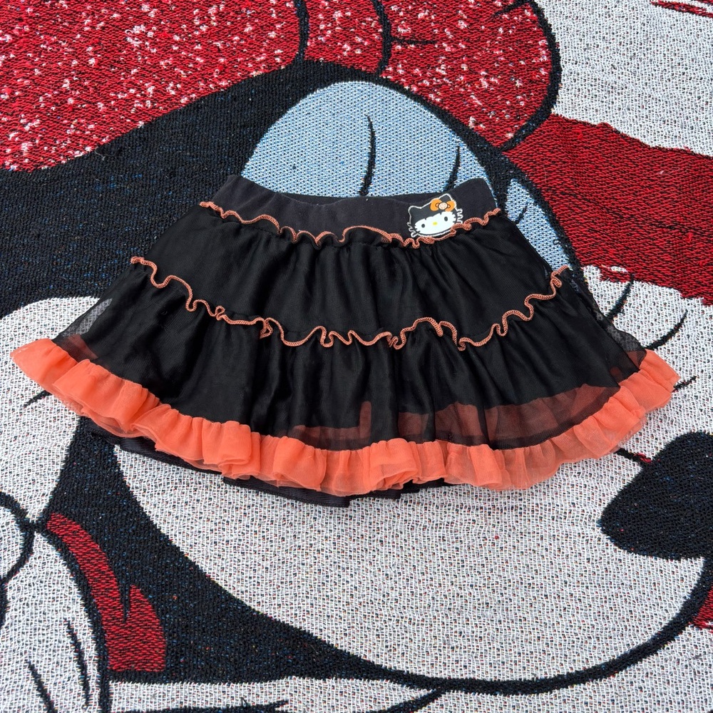 HELLO KITTY HALLOWEEN BLACK ORANGE RUFFLE TULLE SKIRT SIZE 4T